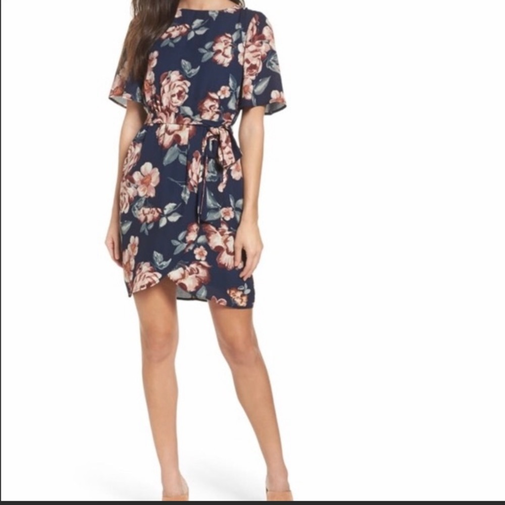 Charles Henry navy blue and flower dress